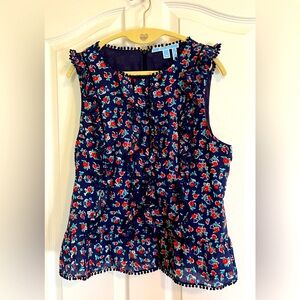 Draper James Navy Floral Blouse